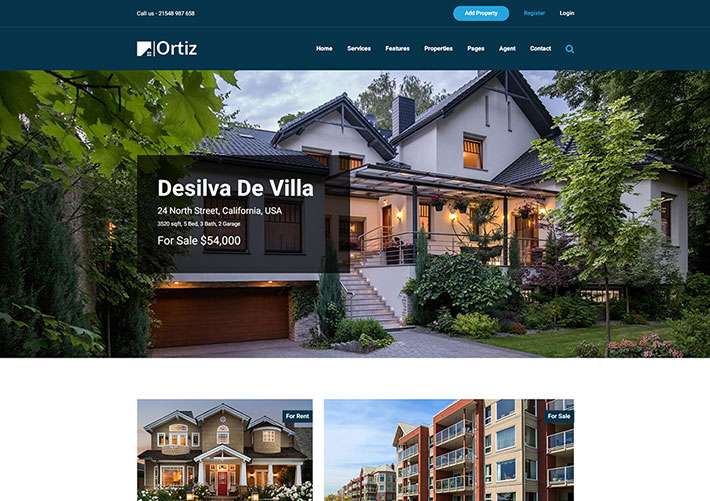 房屋別墅房地產HTML5網站網頁HTML模板