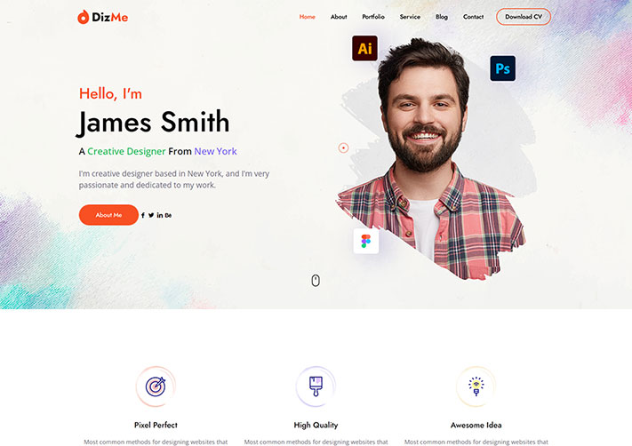 創意設計師個人簡歷網頁HTML源碼模板