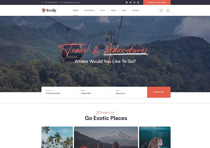 響應式旅游套餐預訂網站網頁HTML模板下載