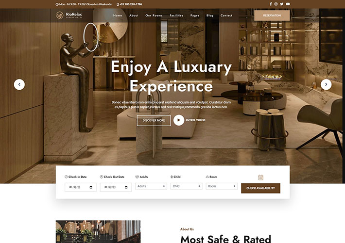 響應(yīng)式Bootstrap5框架豪華酒店網(wǎng)站HTML5網(wǎng)頁模板