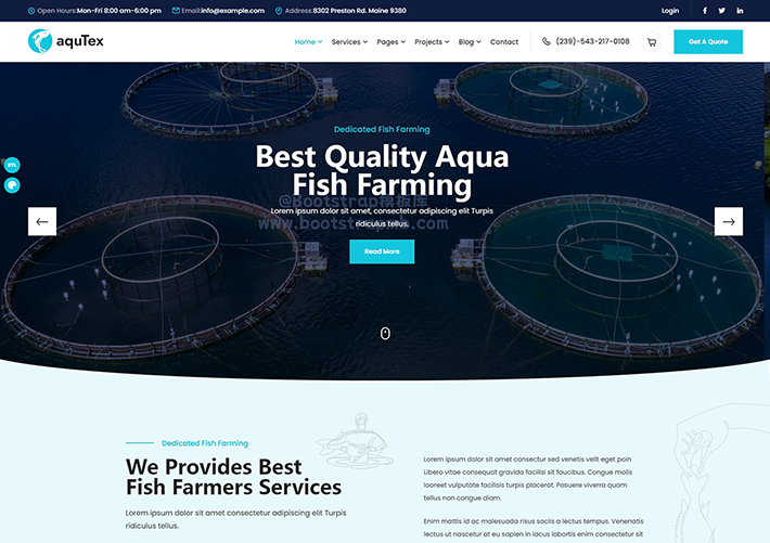 農場水產養殖Bootstrap響應式網頁HTML模板