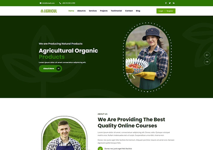 綠色有機生態(tài)果蔬農場前端靜態(tài)html5單頁網站源碼模板