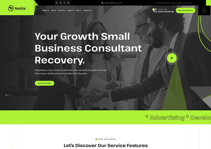 響應式Bootstrap商業咨詢企業網站CSS網頁HTML模板源碼