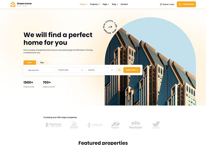 響應式房地產房屋信息查詢租賃企業網站HTML模板
