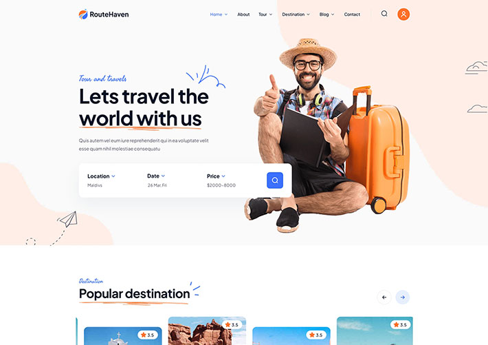響應式旅游旅行服務預訂企業網站HTML5網頁源碼模板