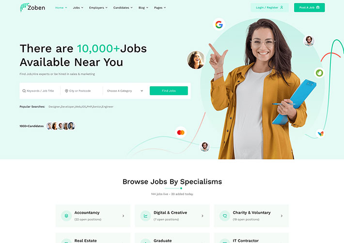 工作招聘就業(yè)門戶前端模板帶用戶中心網(wǎng)站網(wǎng)頁HTML模板