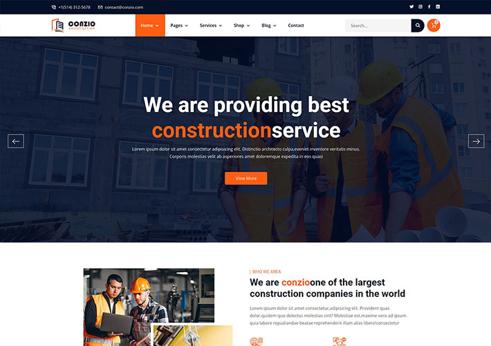 響應式建筑工程單位施工公司網站HTML網頁源碼模板