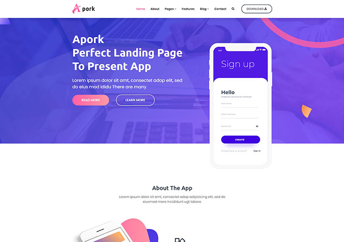 企業app應用軟件下載界面網站網頁HTML模板