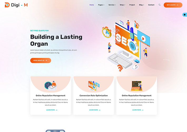 響應式SEO數字營銷代理服務網站網頁HTML源碼模板
