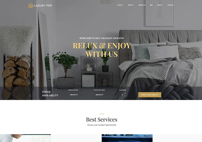 響應式酒店住宿在線預訂網站網頁HTML源碼模板