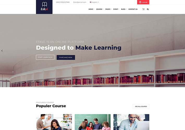 響應式教育培訓課程在線視頻課程學習網站網頁模板