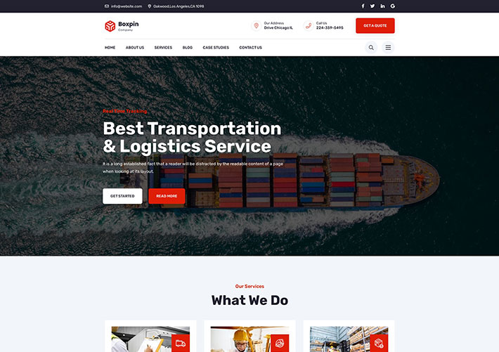 響應式快遞物流運輸服務網站物流公司網站網頁HTML模板