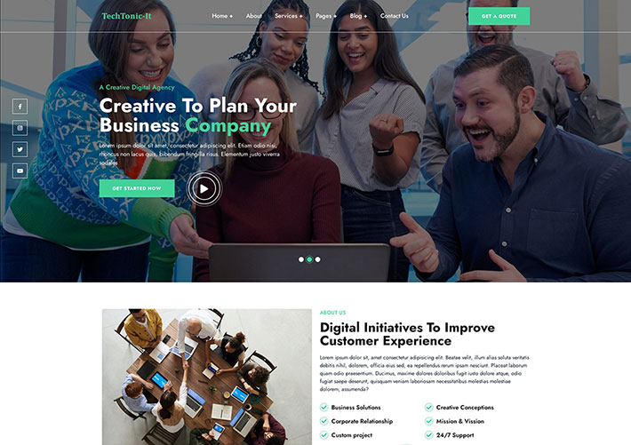 響應式IT互聯網SEO優化公司業務網站網頁HTML5模板