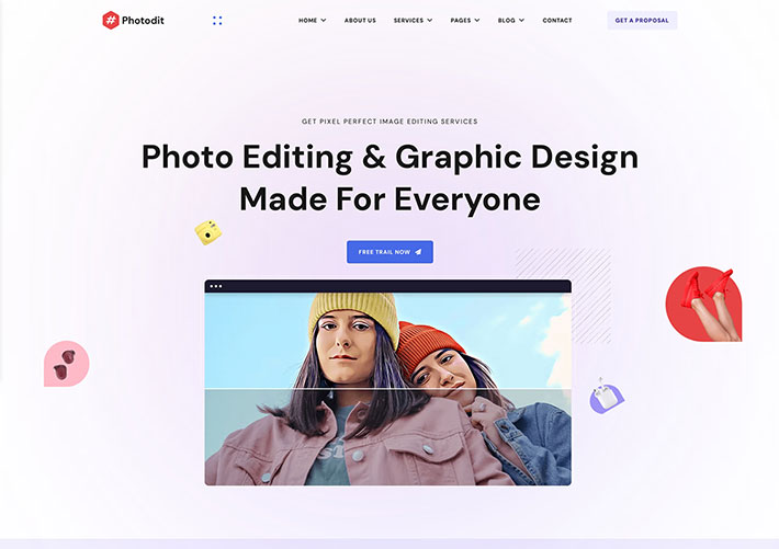 Bootstrap5樣式圖像處理視頻剪輯網站網頁HTML5模板