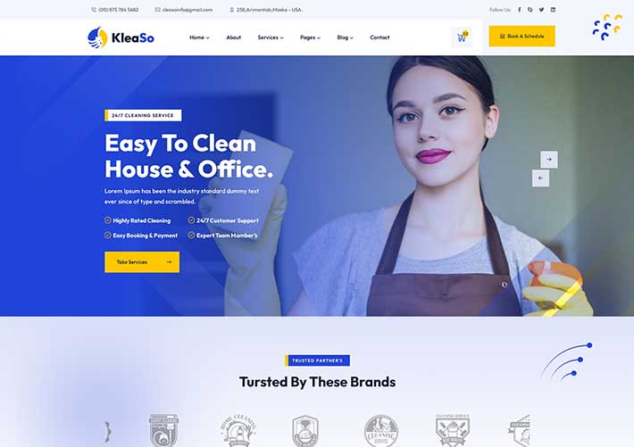 響應式房屋清潔勞務辦公室服務企業(yè)網站網頁HTML源碼模板