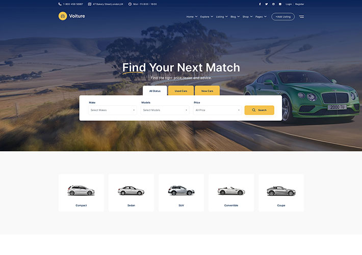 響應式汽車門戶網站經銷商HTML網頁源碼模板