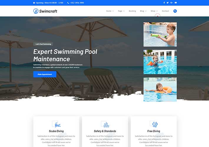 自適應游泳池供應商服務企業宣傳網站網頁HTML模板
