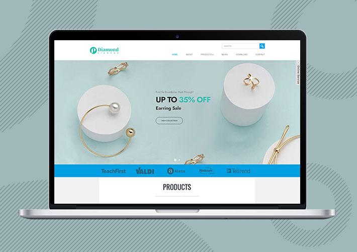 響應式珠寶首飾外貿企業網站易優Eyoucms模板帶手機端