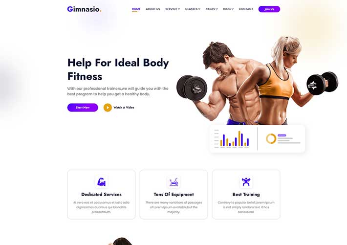 響應式瑜伽教練健身房俱樂部行業網站網頁HTML模板