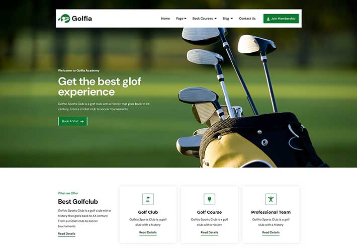響應式高爾夫俱樂部宣傳網站網頁HTML源碼模板