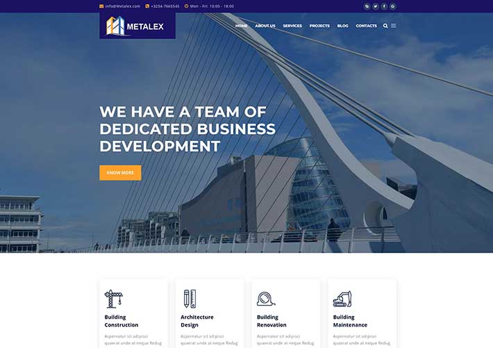 響應式建筑建設道路施工公司網站網頁HTML5源碼模板