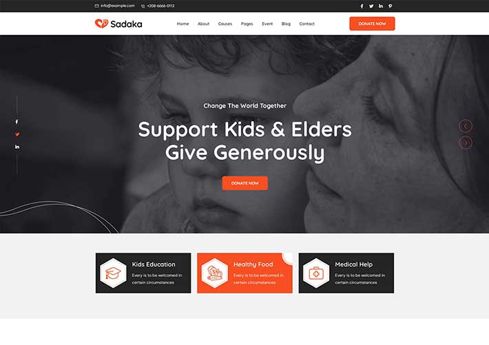 響應式HTML慈善捐款網站非政府組織前端網頁模板