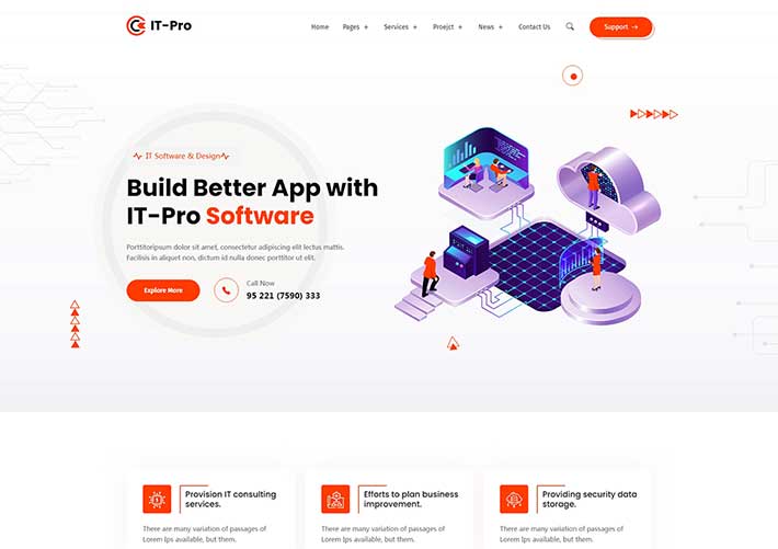 響應式IT軟件設計服務公司網站前端網頁源碼模板