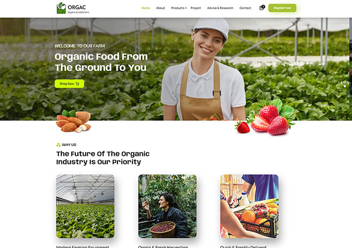 響應式有機農場牧場宣傳網站網頁HTML源碼模板