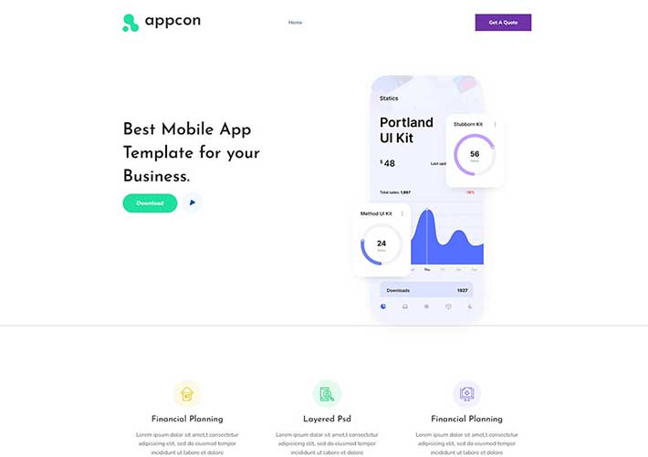 響應(yīng)式App引導(dǎo)下載設(shè)計精美引導(dǎo)著陸頁網(wǎng)頁html源碼模板