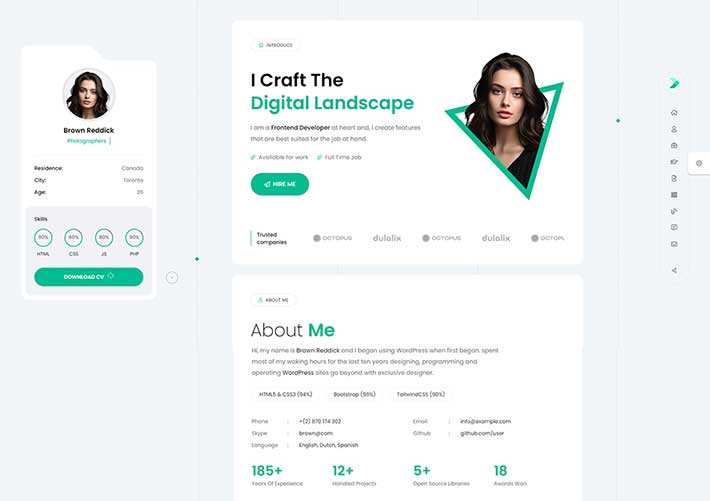 響應式個人簡歷設計師主頁個人簡介網頁HTML模板
