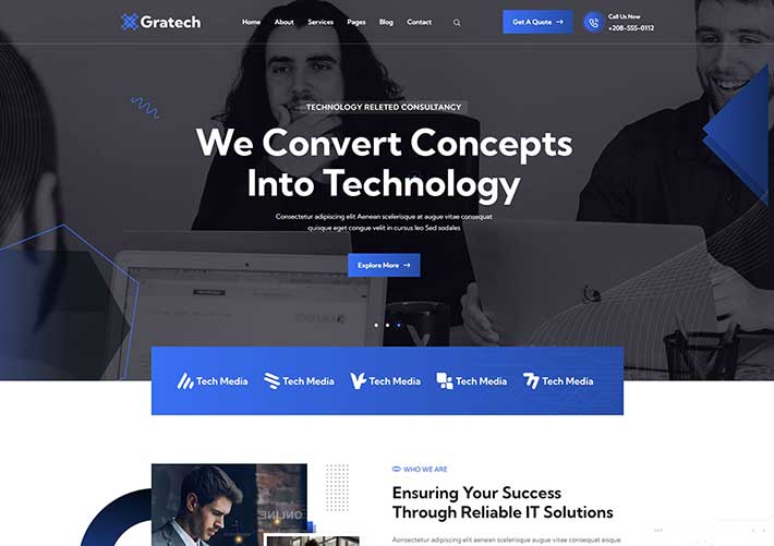 響應(yīng)式IT服務(wù)技術(shù)型公司解決方案網(wǎng)站網(wǎng)頁(yè)HTML模板