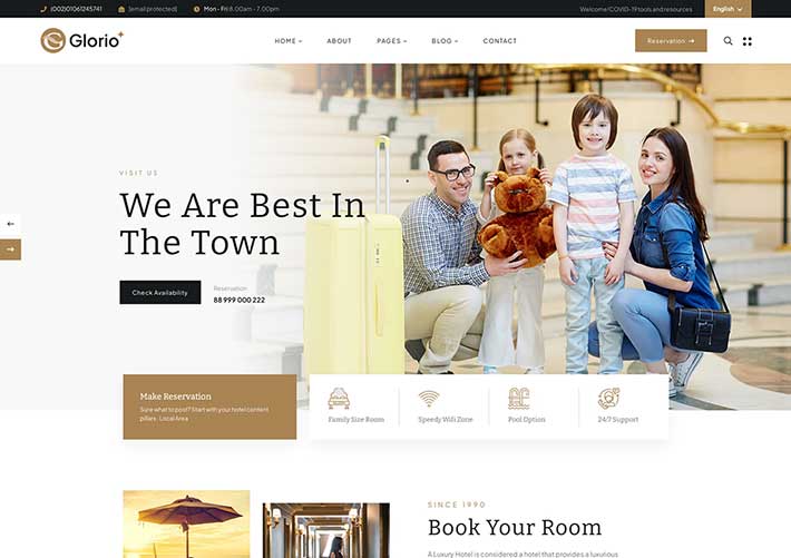 響應式酒店旅游在線預訂網站網頁HTML源碼模板