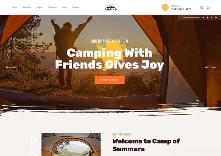 響應(yīng)式戶外旅行冒險和露營服務(wù)企業(yè)網(wǎng)站HTML5網(wǎng)頁模板