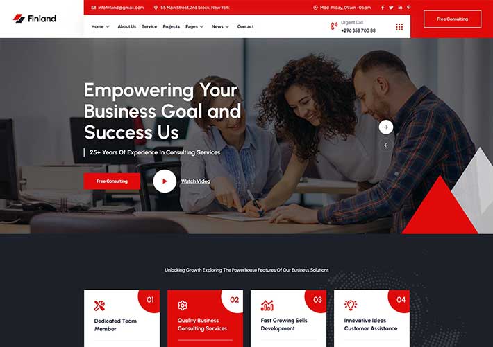 響應式現代設計UI技術銀行保險公司主頁網站網頁HTML模板