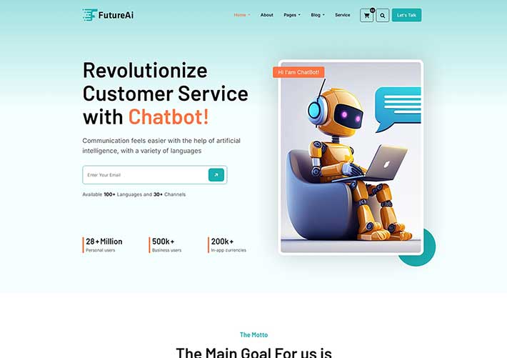 響應式機器人和人工智能服務網站網頁HTML5模板