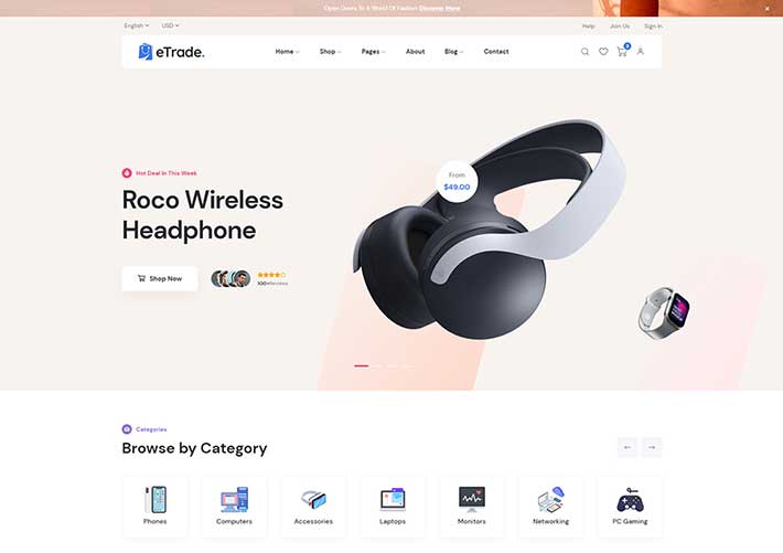 響應式電子商城網站源碼商城模板網站html5網頁模版