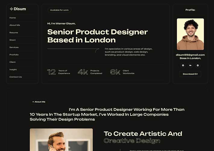 高級產(chǎn)品設(shè)計(jì)師個(gè)人簡歷展示網(wǎng)頁HTML源碼模板