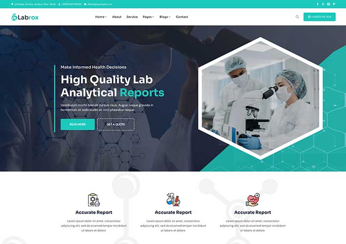 響應式實驗室生物研究企業宣傳網站網頁HTML模板