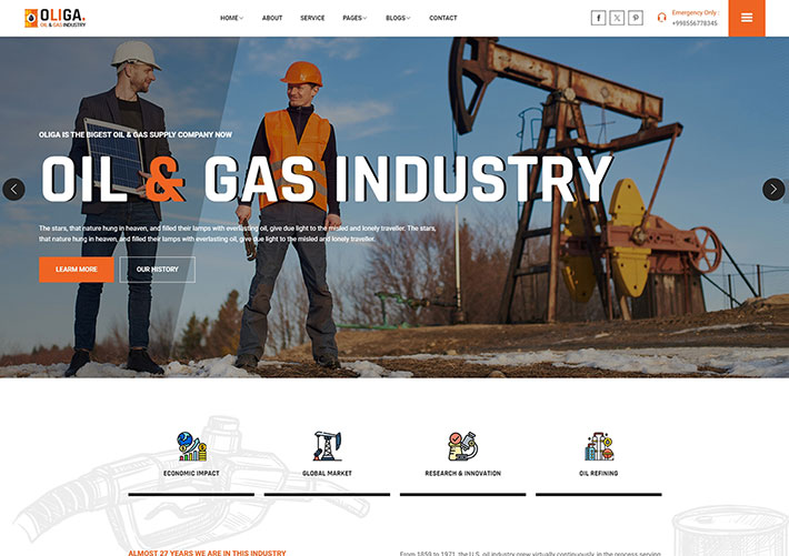 響應式HTML5石油天然氣工業網站網頁HTML模板