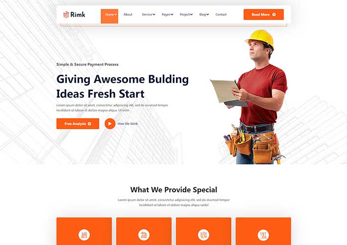 響應式企業官網建筑工程施工公司主頁前端網頁模板